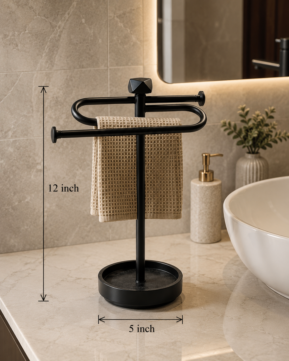 Black Metal Hand Towel Stand
