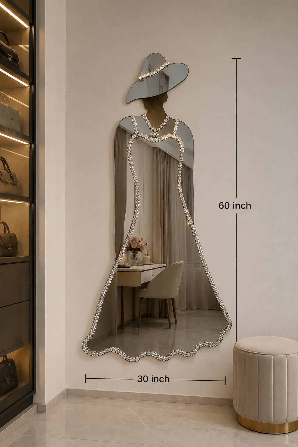 Lady Dress LED Wall Mirror