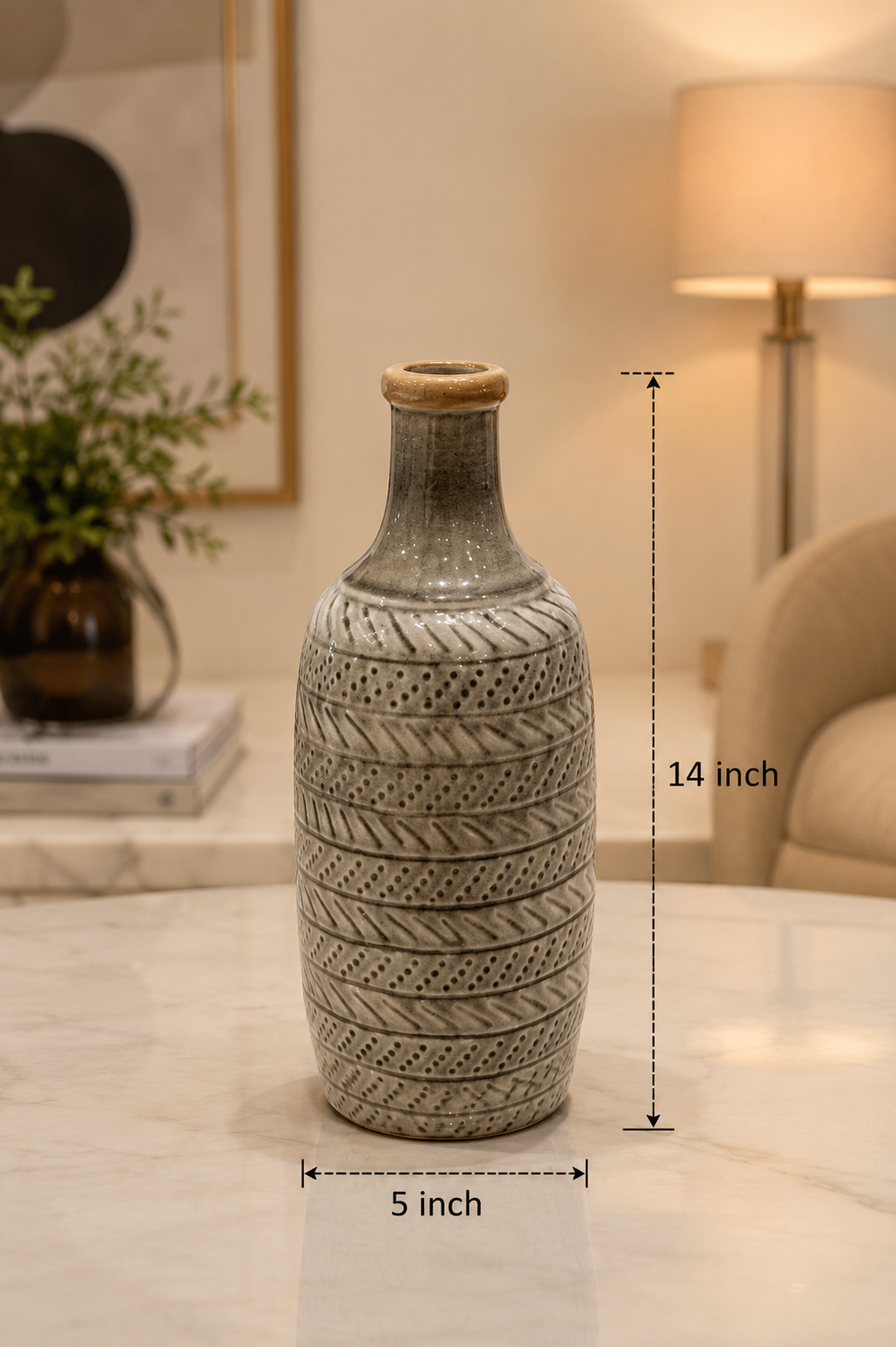 Textured Artisan Ceramic Bottle Vase