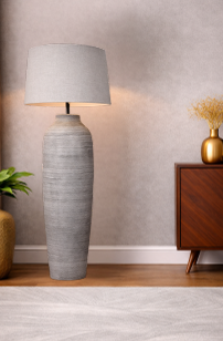 Textured Grey Floor Lamp