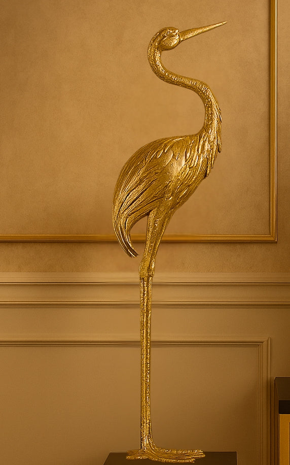 Majestic Crane Floor Sculpture