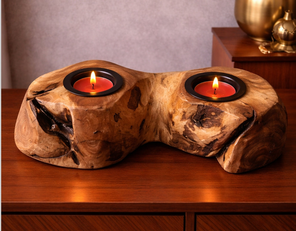 Organic Wood Candle Holder