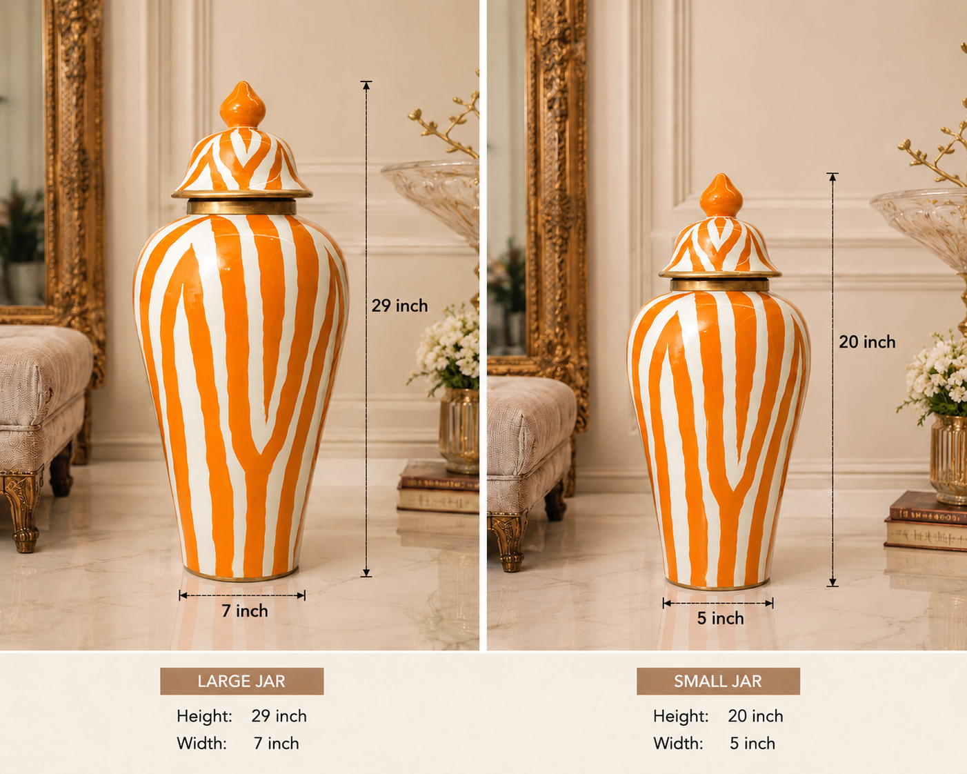 Striped Decorative Ginger Jar