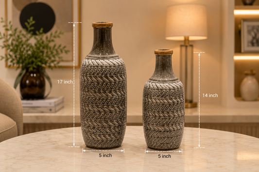 Textured Artisan Ceramic Bottle Vase