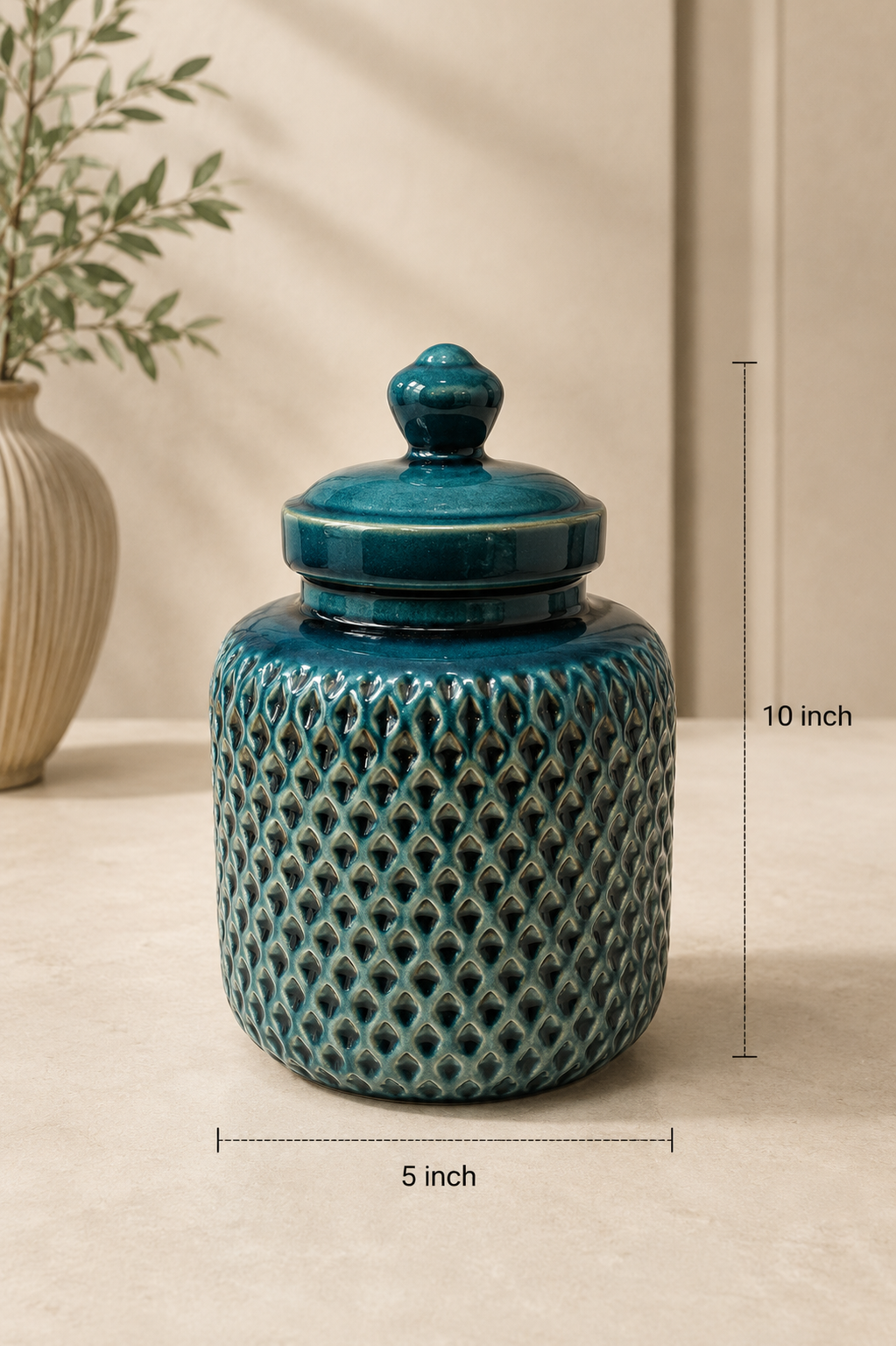 Teal Textured Ceramic Ginger Jars