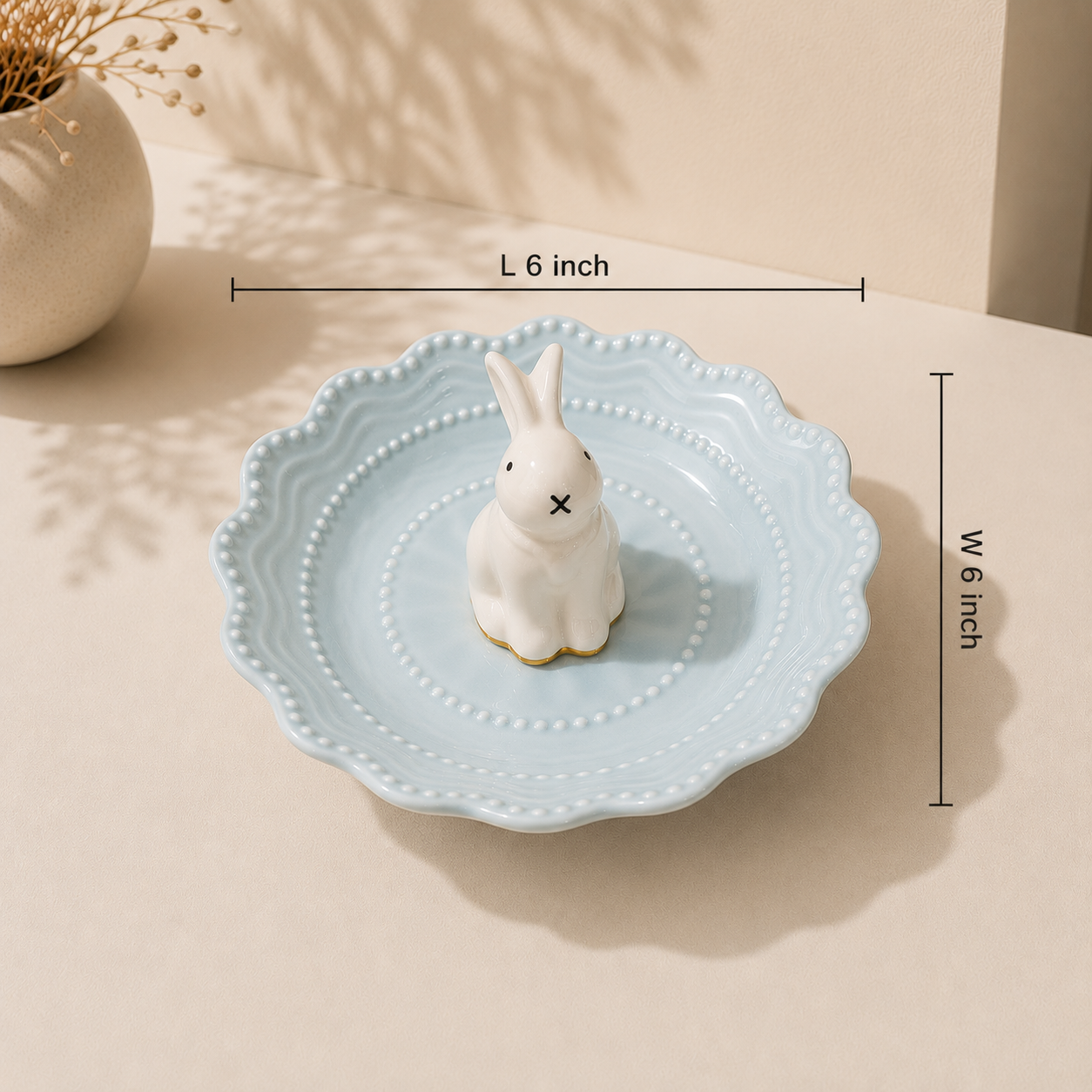 Pink Bunny Ceramic Trinket Dish