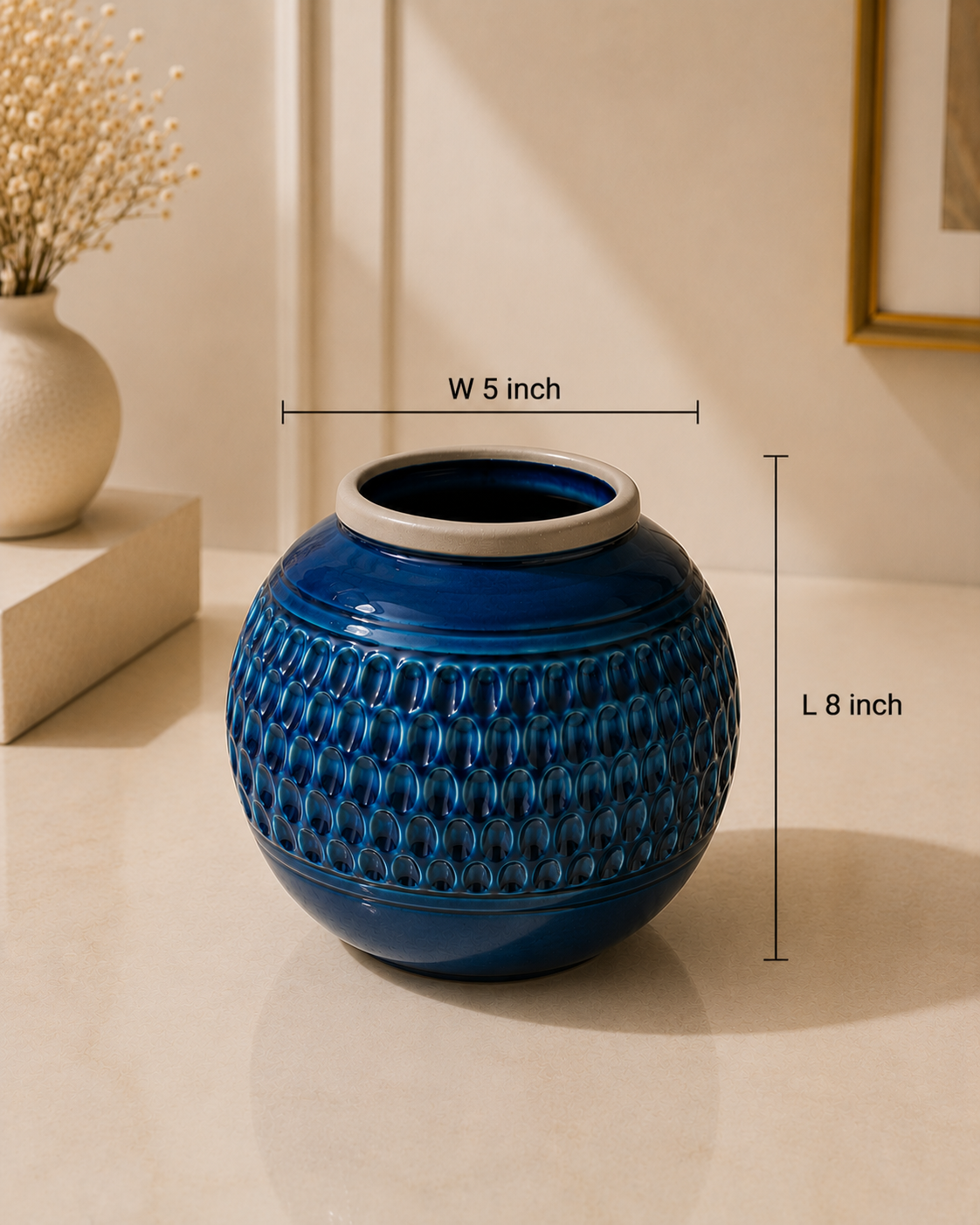 Blue Textured Ceramic Vases