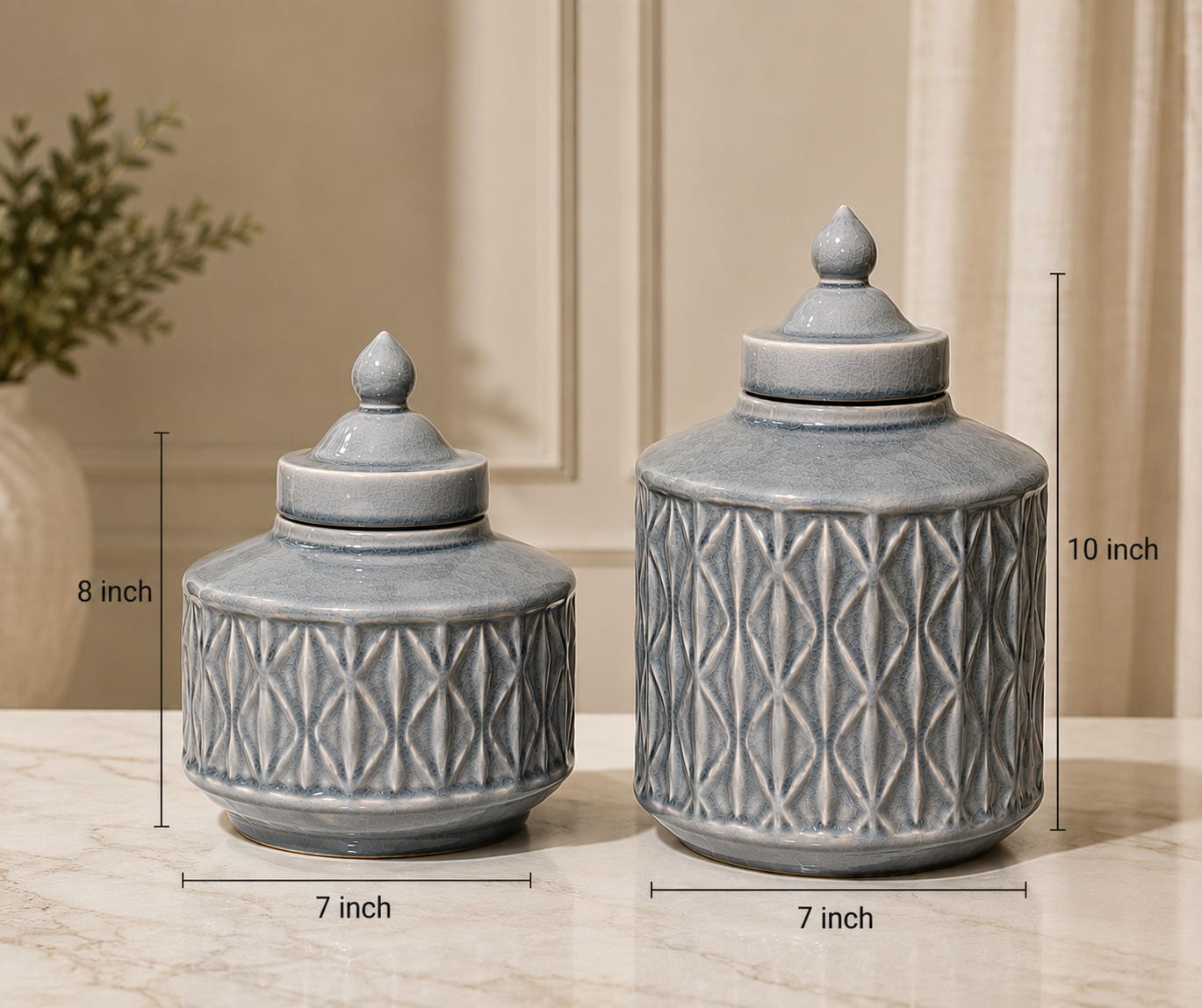 Grey Textured Ceramic Ginger Jars