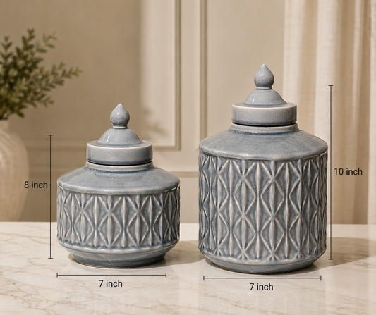 Grey Textured Ceramic Ginger Jars