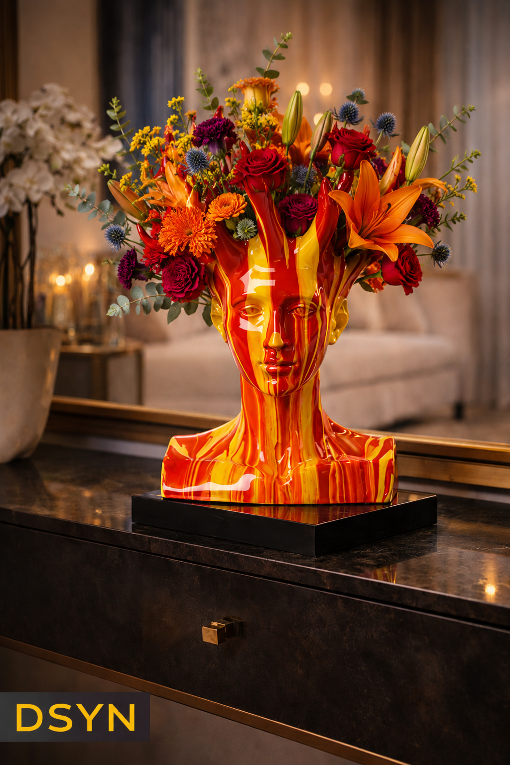 FLAME FACE ART VASE