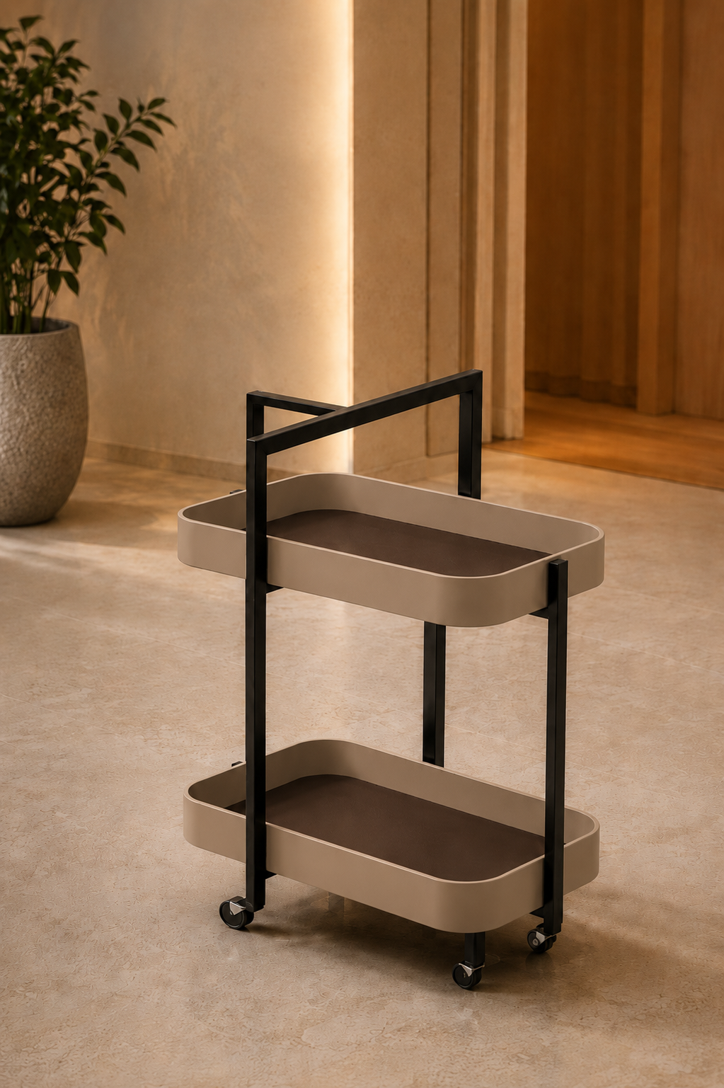 Ora Leather Trolley Tray