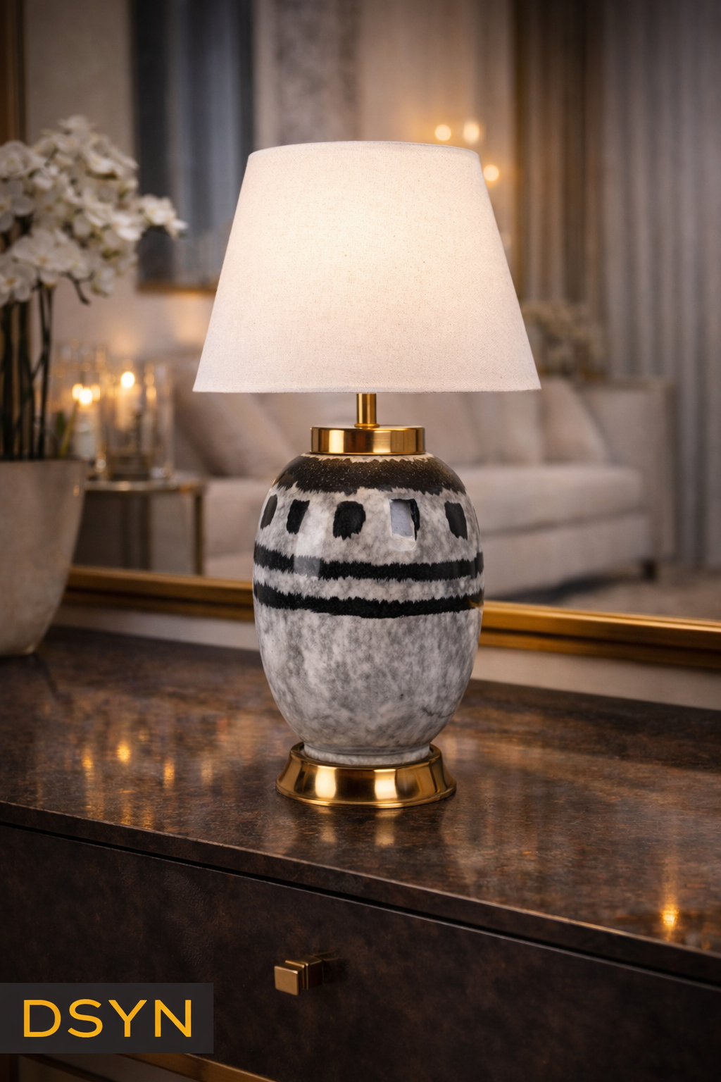 Monochrome Artisan Table Lamp