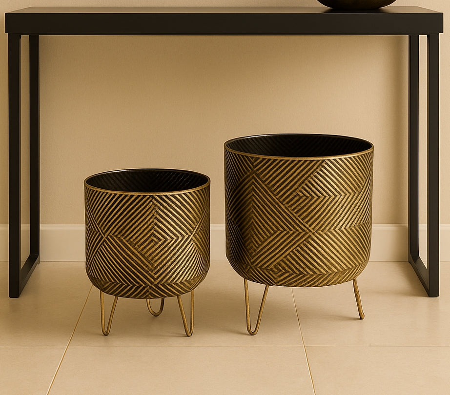 Geometric Metal Planter Set (Set of 2)