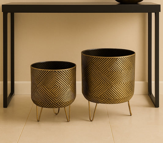 Geometric Metal Planter Set (Set of 2)
