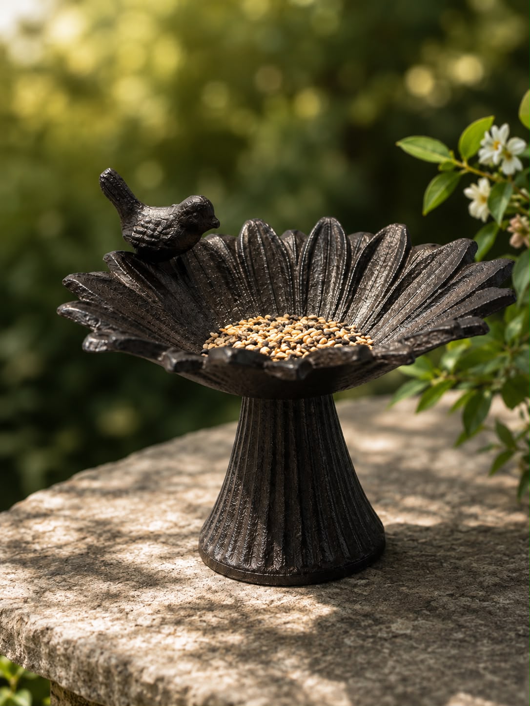 Cast Iron Bird Bath & Feeder