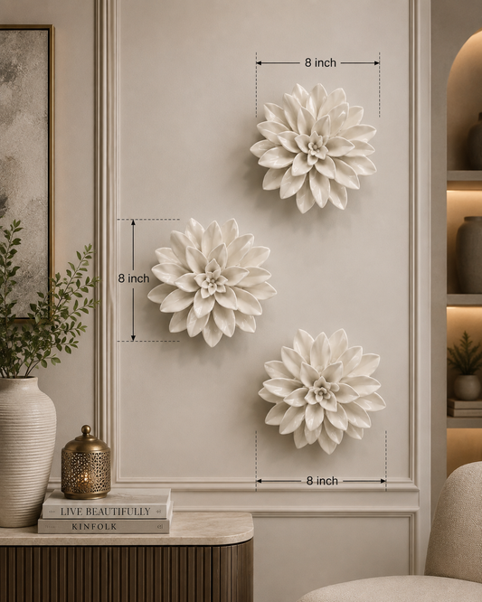 Ivory Ceramic Floral Wall Décor